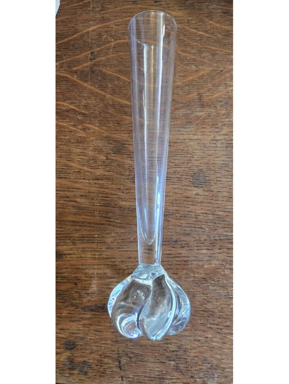 Vintage Clear Glass Flower Bud Vase Twisted Bubble Footed Classic Shape 9.5